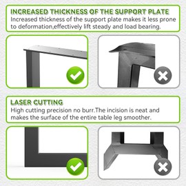 PHWOTAN Metal Table Legs for Table 28 Inch Desk Legs, Black Industrial Furniture Legs, Set of 2 Dining Table Legs, Coffee Table Bench Legs(Hourglass-Shaped, 28" H X 17.7" W)…