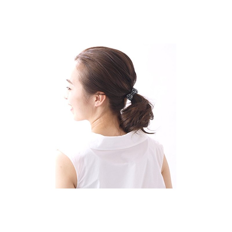VINGTAINE H-442-bk-hgom Bijou Plump Ribbon Hair Rubber Hair Accessory