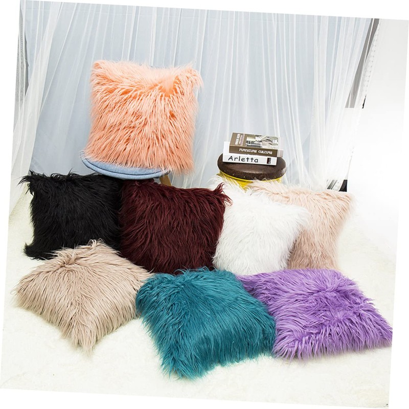 Mobestech 45x45cm Sheepskin Pillowcase Plush Pillow Cover for Winter Decorative