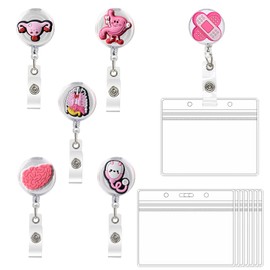 Badge Holder Nurse Badge Holder Badge Retractable Retractable Reel Jojo Clip Extendable Doctor Nurse Teacher Caricature for Name Badge ID Yo-yo (Pink)