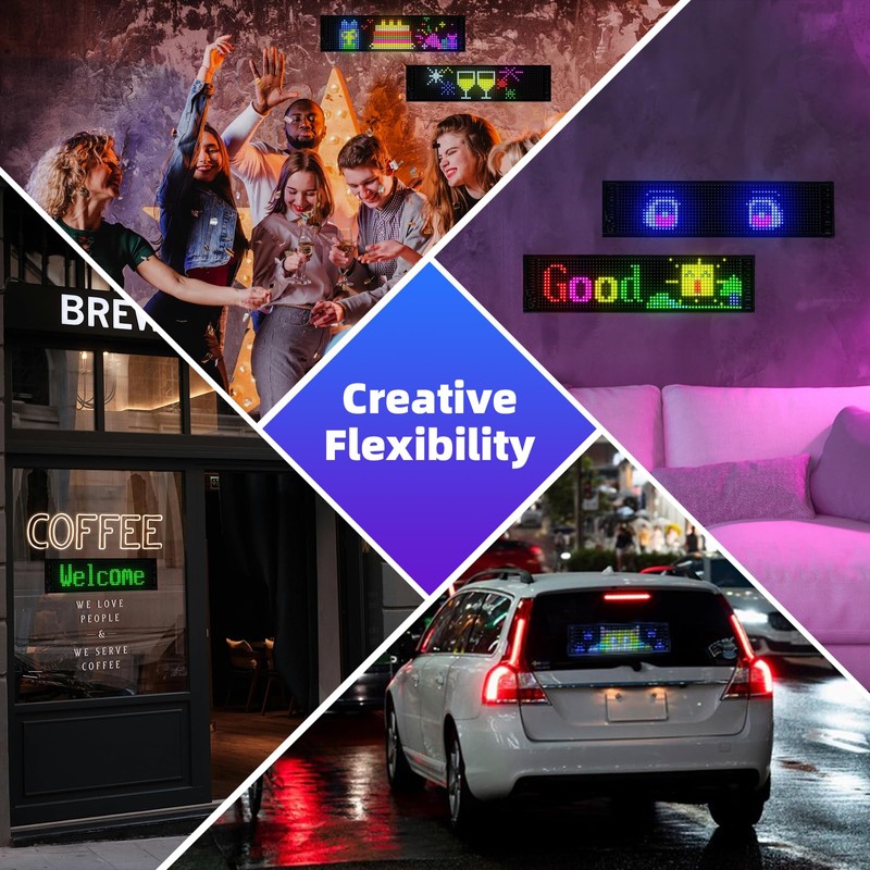 XAXVSTS Programmable LED Scroll Sign Dislplay, 47.5 x 12 cm,