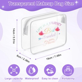 Sazuwu Friendship Gifts for Women Friends Unique Clear Makeup Bags with Zipper Funny Birthday Gifts for Women Friends Adult Humor Best Friends Travel Gifts Cosmetic Travel Bag Organizer