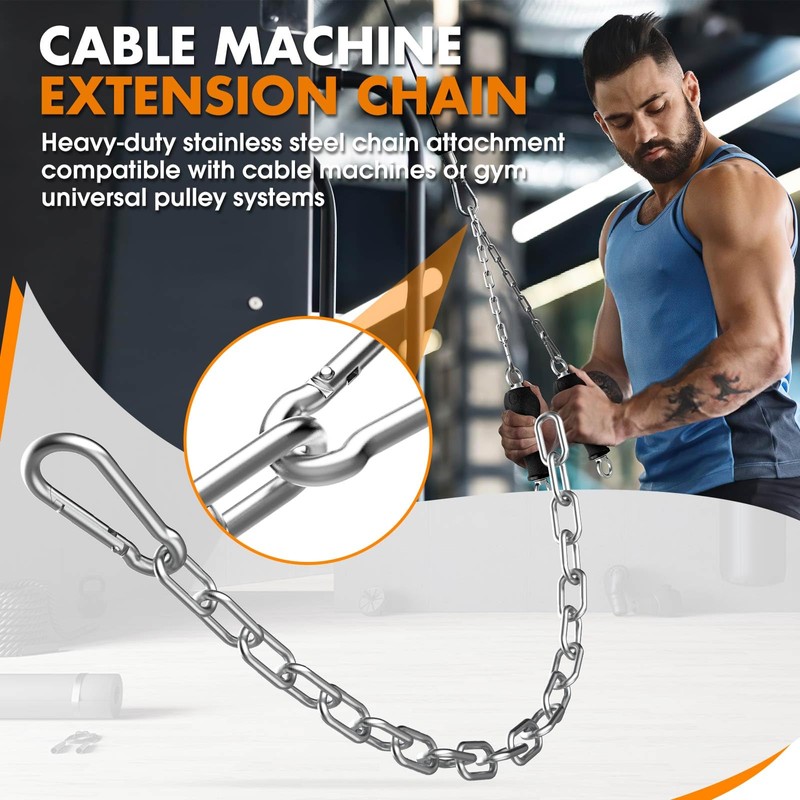 Anobeyi 23.6" Gym Fitness Cable Extension Chain, 304 Stainless Steel