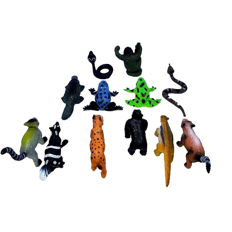 Mini Safari Jungle Animals Play Set - 28 Assorted Creatures,
