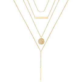 Turandoss Pearls Layered Necklace for Women, 14K Gold Plated Layered Necklace for Women Layering Necklace