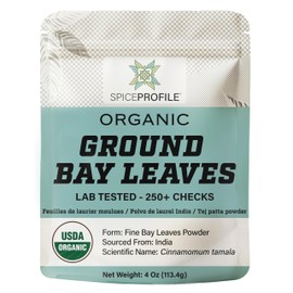 Spice Profile USDA Organic Ground Bay Leaves, Lab Tested for Heavy Metals, Resealable 4 oz Pouch, Tej Patta Powder, Polvo de Laurel