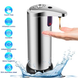 Unbranded Touch-Free Rechargeable Soap Pump Dispenser Auto Handfree Sensor Stainless 280ML