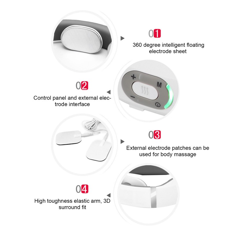 Smart Neck Massager Intelligent Electric Pulse Vertebra Cervical Massager RelaxerWhite