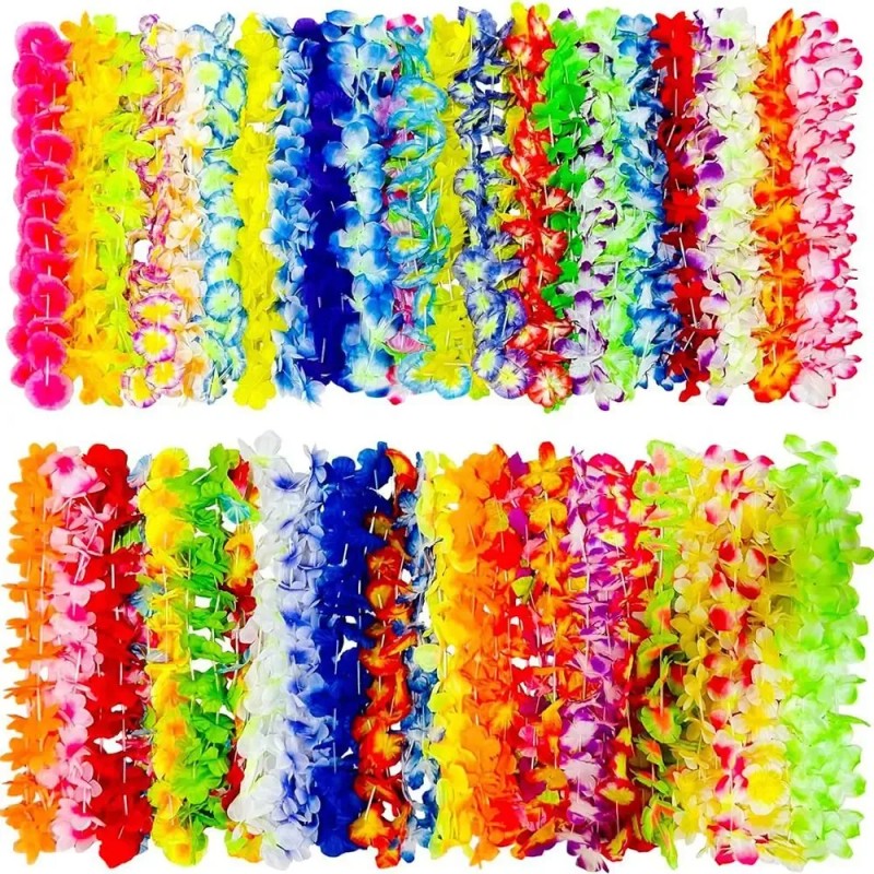 Collares Hawaianos 24/50/100pcs De Flores De Seda Coloridos