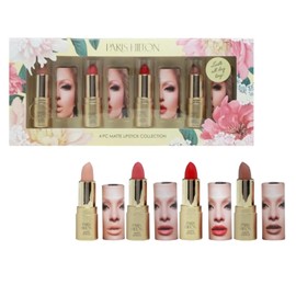 Paris Hilton Matte Lipstick Collection - Long Lasting Lipstick with Full Coverage, Lightweight Formula - Creamy, Hydrating and Velvety Smooth - 4 pcs