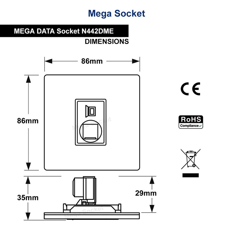 1 Gang Ethernet Port Data Socket CAT 5 Wall Plate