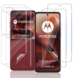 TUTUO Displayschutz für Motorola Moto Razr 60 Ultra 5G Schutzfolie, [2+2 Stück] Schutzfolie Innere + Vorder Displayschutzfolie, [Blasenfrei] [Kratzbeständig] Vollabdeckung HD TPU Weich Folie