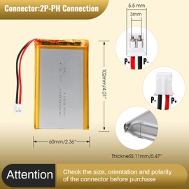 3.7V 10000mAh Lithium Polymer Rechargeable Battery with PH2.0 Plug for Raspberry Pi Battery Pack UPS and Other