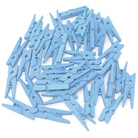 25mm Mini Blue Wooden Clothes Peg Craft For Vintage Wedding Party Decoration Scrapbook (50)