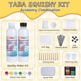 TECMIYO DIY Hand-Painted Squishy Making Kit – 18oz Liquid Silicone Gel for Taba Squishies with Chubby Cat and Cat Paw Molds