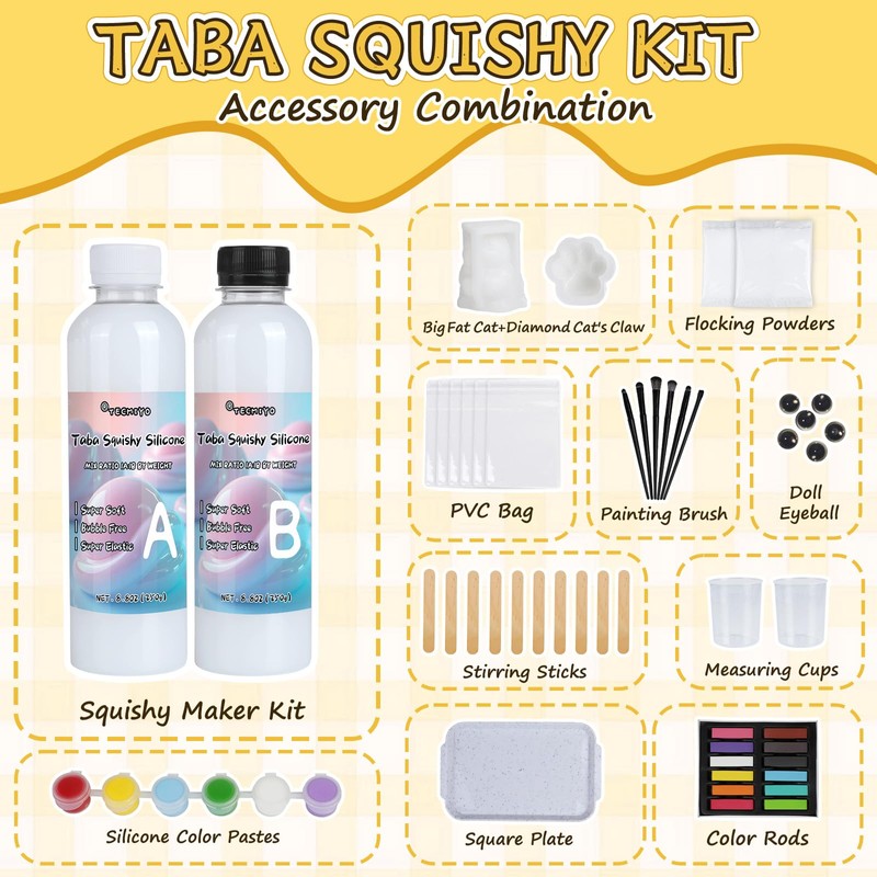 TECMIYO DIY Hand-Painted Squishy Making Kit – 18oz Liquid Silicone