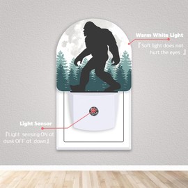 Axxitude Big Foot Forest Moon Night Lights Plug into Wall for Girls Boys Room,Night Light LED Lamp Dusk to Dawn Sensor Round Lamp for Bedroom Bathroom Hallway Home Wall Decor Nightlight