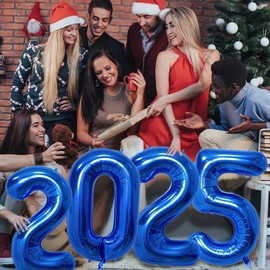 Jumbo 2025 Balloons Number 2025 Balloons 2025 Number Foil Balloons Graduation Balloons 2025 Durable Reusable Easy to Inflate for New Year Graduation Birthday&Anniversary Parties(Dark Blue, 32 Inch)