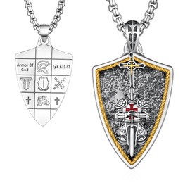Hantuorui The Armor of God Necklace 925 Sterling Silver Christian Necklace Jewelry Gifts for Men, Sterling Silver, No Gemstone
