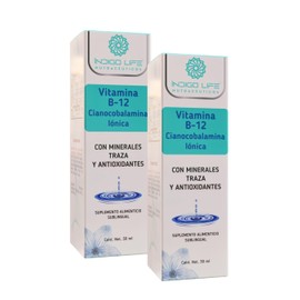 Vitamina B12 Sublingual Energía y Vitalidad 2 Pack - 2 Frascos Gotero 30 ml Indigo Life Nutráceuticos