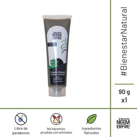 Crema Dental Natural LIBRE DE FLUOR Artesanal de Carbon activado-Sin Fluor, Gluten, Sulfatos (SLS), Parabenos, Petrolatos, Triclosan, Azucar- Bienestar Neem Erfre (Carbon Activado, Individual)