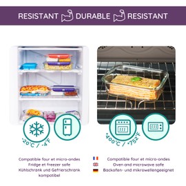 Mastrad Stor'eat Glasboxen - Innovative Aufbewahrungsboxen mit Handy-App - Lebensmittel Behälter mit abnehmbaren Griffen - spülmaschinenfest - Frischhaltedosen für Aufbewahrung von Gütern