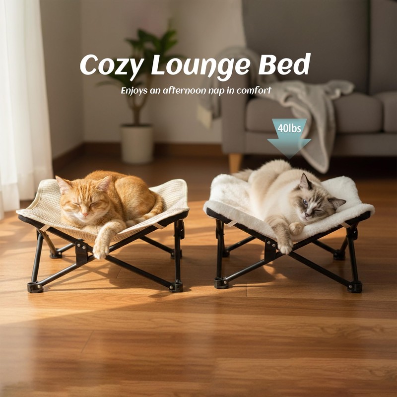 PETKARAY Foldable Cat Hammock Bed, Elevated Sisal Scratching Lounge with