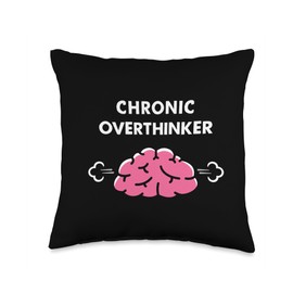 Chronic Overthinker Funny Throw Pillow, 16x16, Multicolor