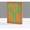 Adesso SL3720-12 Wood Framed Neon Palm Tree Table/Wall Lamp, Brown