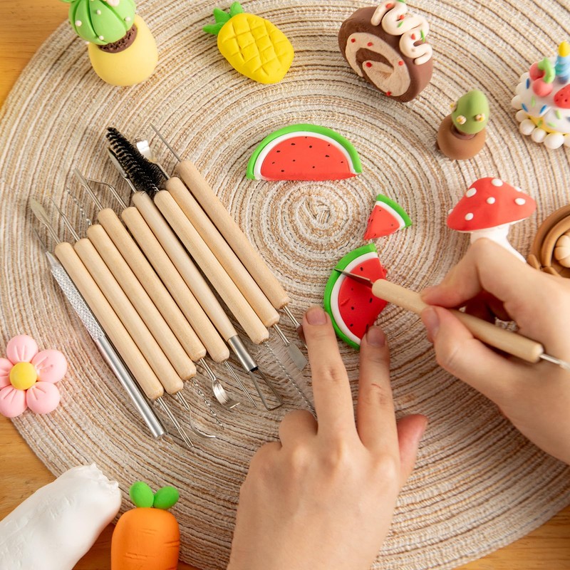 UUSYCUN UUSYCUN 11PCS Wooden Clay Tool Set, Double-Head Ceramic Modeling