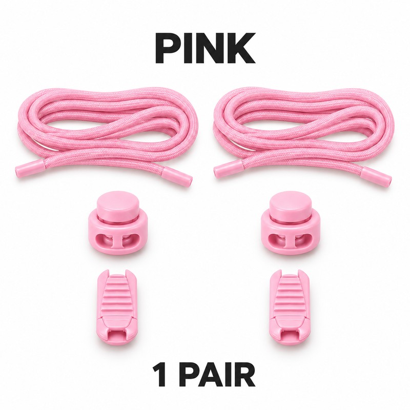 Elastic No-Tie Shoelaces with Button Lock – Stretch Round Laces