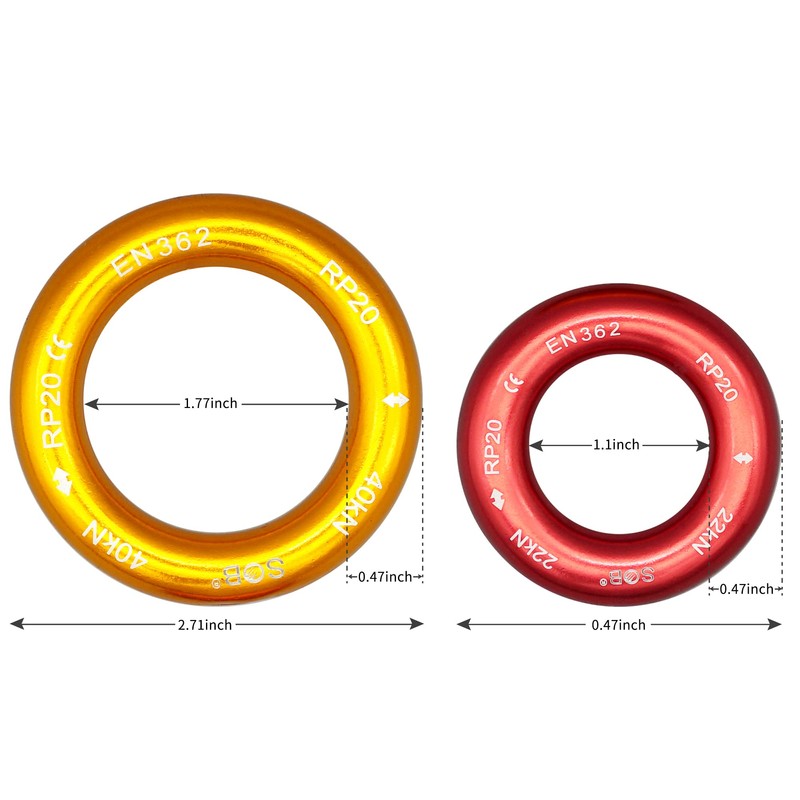 SOB Connection Ring 2 Pieces Abseiling Ring 40KN/22KN for Climbing