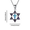 Blue Opal David Star and Cross Crucifix Necklace, Crystals Fire