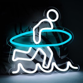 Balanar Surfer Neon Sign Home Wall Decor，Surfboard Neon Light for Wall Decor，Led Sports Neon Signs Beachy Room Bedroom for Kids Room Wall Art Men,Women Boys Birthday Christmas Gifts