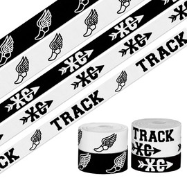 5 Roll 15 Yards Track Field Ribbons, 3/8" 5/8" Black White Grosgrain Ribbons XC Track Sport Fabric Ribbon for Gift Wrapping Ribbons for Wreaths School Party DIY Decoration