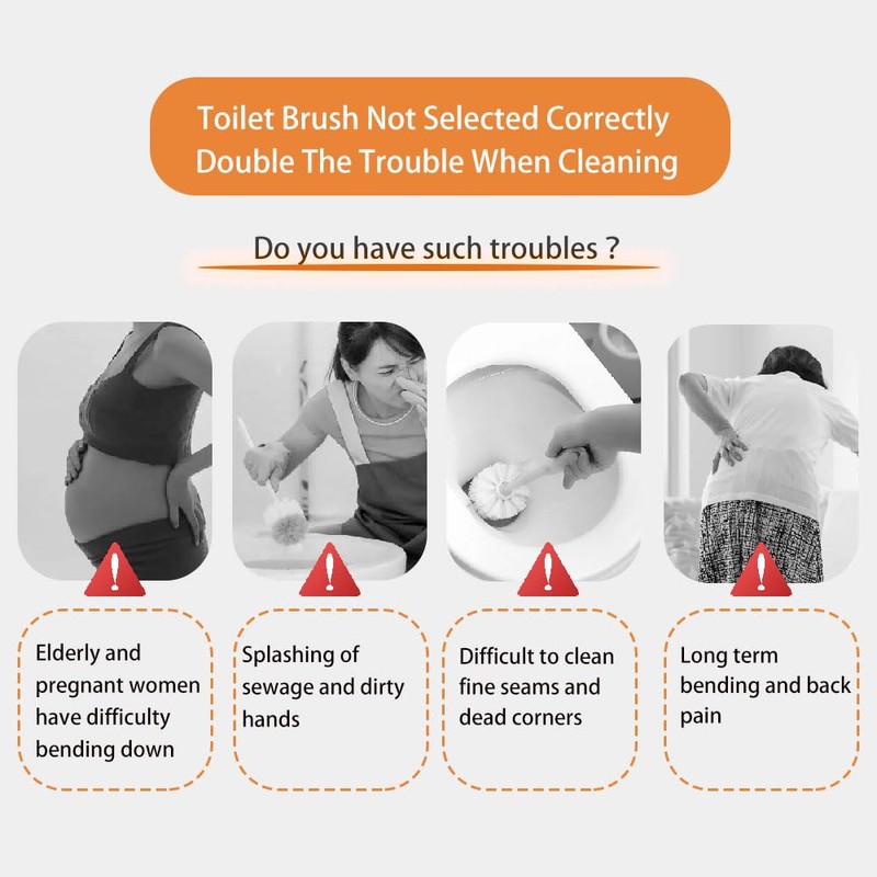 Wall Mounted Long Handle Toilet Brush Set with Holder and