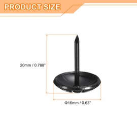 uxcell Upholstery Tack Nail Pins Furniture, 100Pcs 16x20mm Thumb Tack Pins Assortment Kit Carbon Steel for Home Sofa DIY Decorative Nail Heads Nails, Black