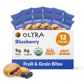 Olyra Fruit Bars Blueberry | Fruit Filled Breakfast Cookies | Kids Healthy Snacks | Low Sugar, Prebiotic High Fiber Plant-Based Protein Cookies | Vegan Snack, USDA Certified Organic | 12 count