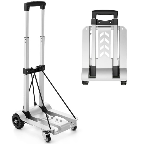 KEDSUM Foldable Hand Truck, 270 lbs Aluminum Panel Folding Luggage Cart, Portable Dolly Cart for Moving, Solid Construction Lightweight Utility Hand Cart for Travel, Moving, Shopping, Office Use