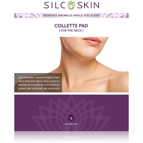 Silc Skin Collette Pad to Help with Neck & Collarbone Wrinkles from Sun, Aging, Side Sleeping, Reusable Self Adhesive Medical Grade Silicone, 1 Pad