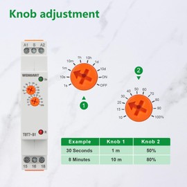 Wengart Delay Time Relay TBT7-B1, Time Delay Relay with Single Function, 1SPDT Delayed Opening, ACDC12-240V with Output Display, Suitable for Delay Control of Load