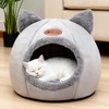 XL Gray Plush Cat Cave Bed for Indoor Cats –