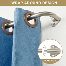 Brushed Nickel Curtain Rods 2 Pack, Wrap Around Curtain Rods 48-84", Room Darkening Curtain Rods, 3/4 Inch Diameter Single Drapery Rod, Adjustable Window Curtain Rods Brushed Nickel