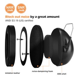 ProCase Kids Adult Noise Reducing Safety Earmuffs, Noise Isolating Hearing Sensitivity with Adjustable Headband Ear Cover Ear Muffs Hearing Protection Headphones, all black