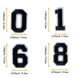 J.CARP 60Pcs Black Number 0 to 9 Patches Iron on Sew on Letters for Clothing, Hats, Shoes, Backpacks, Handbags, Jeans, Jackets etc.
