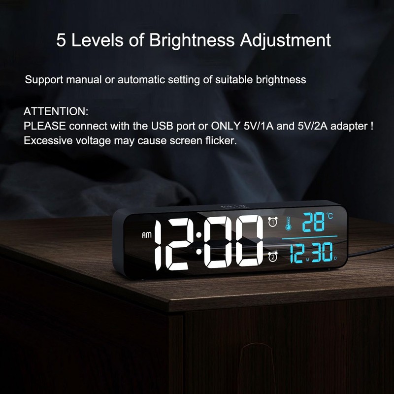 Abovsare Digital Clock for Bedroom, Clocks for Living Room Decor,