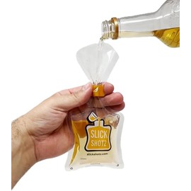 Slick Shotz 100 Pcs Heat Sealed Plastic Flask Kit for Liquor – 3oz Leak Proof Drink Pouches for Alcohol with Heat Sealer and Mini Marker – Ideal for Cruises, Concerts, Flights, Events and Travel