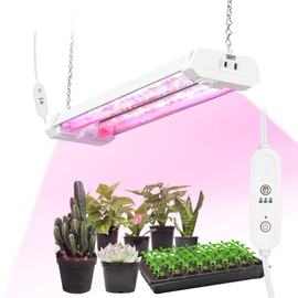 Hlite 16inch Adjustable Spectrum Led Grow Light - Linkable Full Spectrum Plant Growing Light Fixture with Timer in-line for Indoor Plants from Seedling to Flowering Stage, White