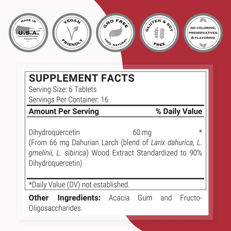 Supersmart - Taxifolin Dihydroquercetin 60mg per Day (90% DHQ Supplement)