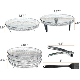 Air Fryer Racks Stainless Steel 11Pcs Air Fryer Universal Accessories, 3 Layer Stackable Dehydrator Racks With Oil Brush and Clamp, Air Fryer Basket Tray Fit Air Fryer, Oven, Pressure Cooker
